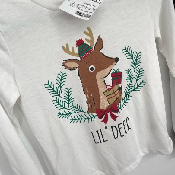Family PJs Unisex Kids NEW Lil Deer Christmas Pajamas Set Size M/8 Gray, White - Picture 2 of 7